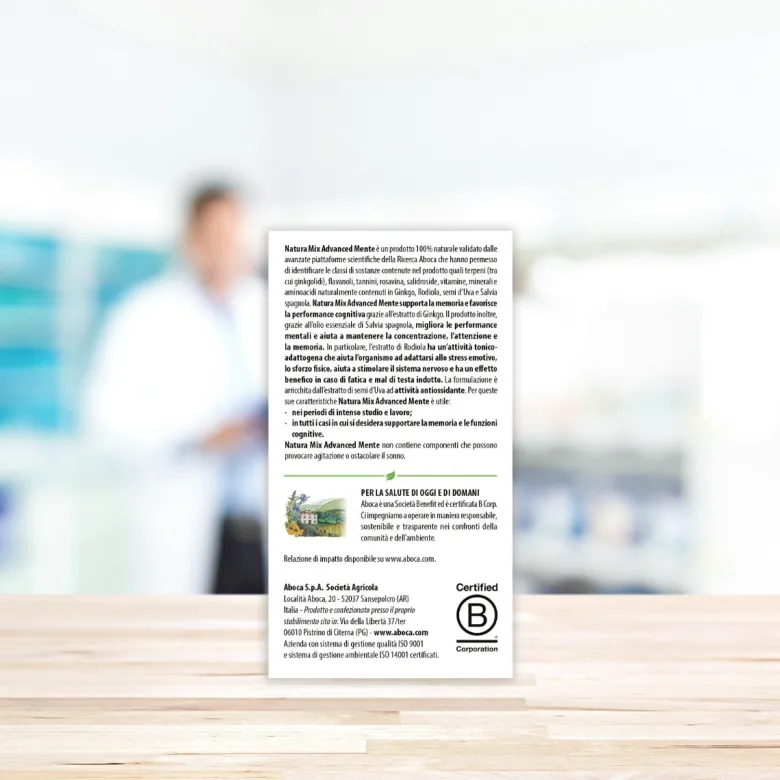 Aboca Natura Mix Mente integratore per affaticamento mentale 50 capsule