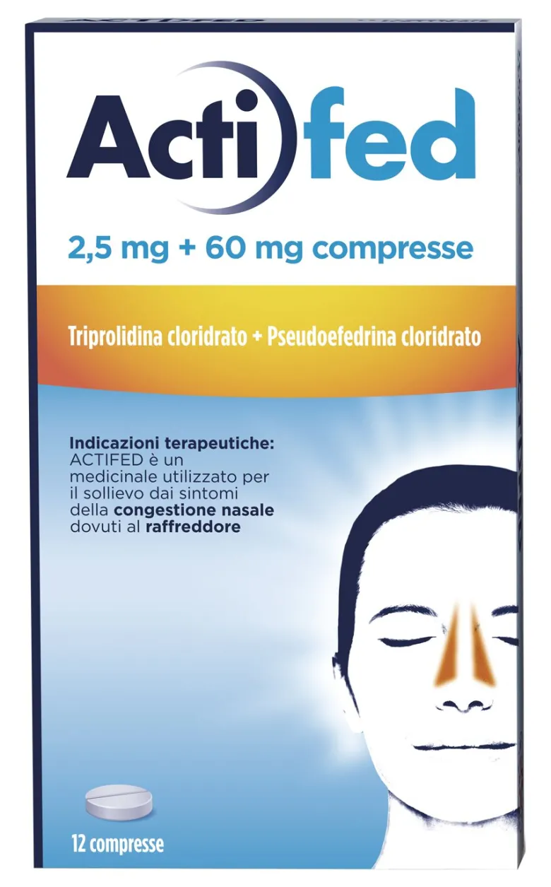 Actifed 2,5 mg 12 Compresse Congestione Nasale e Raffreddore