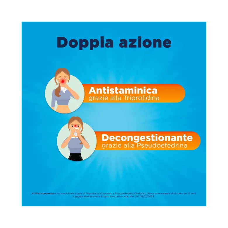 Actifed 2,5 mg 12 Compresse Congestione Nasale e Raffreddore