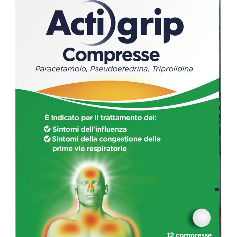 Actigrip 12 Compresse per Raffreddore Cefalea Mal di testa Febbre e Influenza