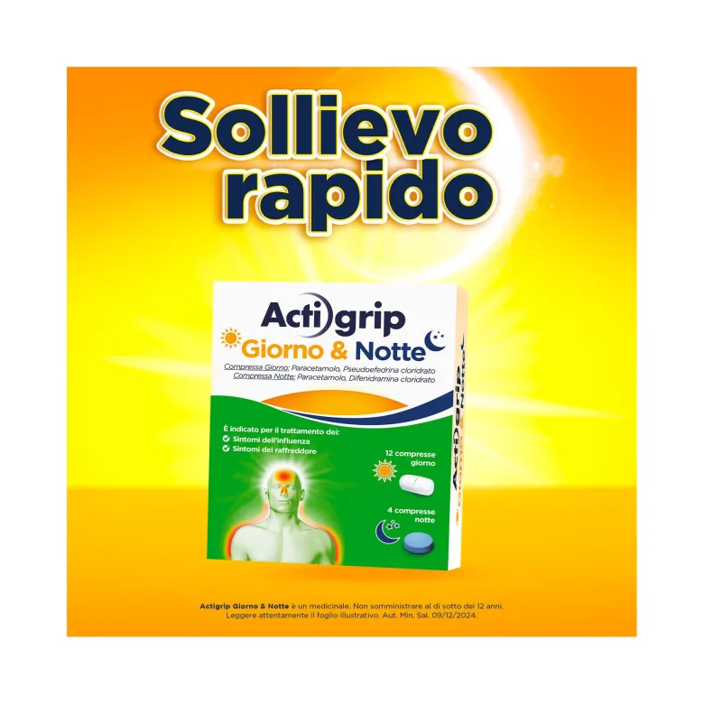 Actigrip Giorno e Notte Compresse per Raffreddore Febbre e Influenza