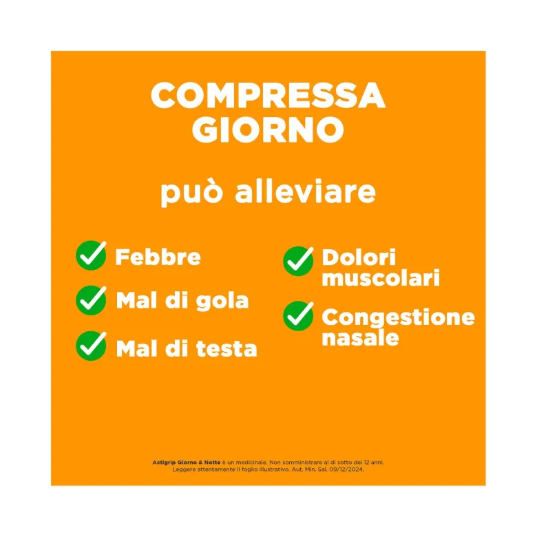 Actigrip Giorno e Notte Compresse per Raffreddore Febbre e Influenza