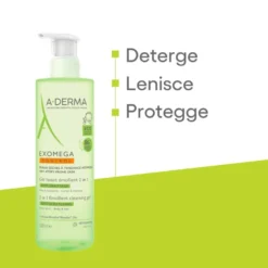 A-Derma Exomega Control gel detergente emolliente 2 in 1 corpo e capelli pelle secca 500ml