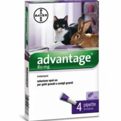 Advantage 80mg soluzione spot-on per gatti grandi e conigli grandi 4 pipette (4 x 0,8ml)