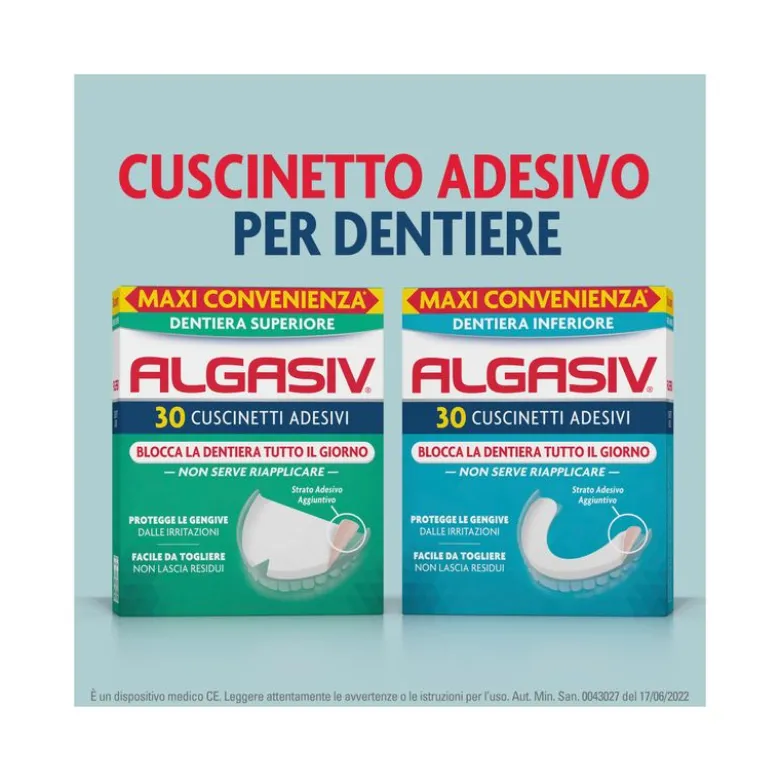 Algasiv Cuscinetti Adesivi Dentiera Inferiore 30 Pezzi Tenuta Forte