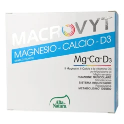 Alta Natura Macrovyt Magnesio Calcio Vitamina D3 benessere delle ossa 18 bustine gusto arancia