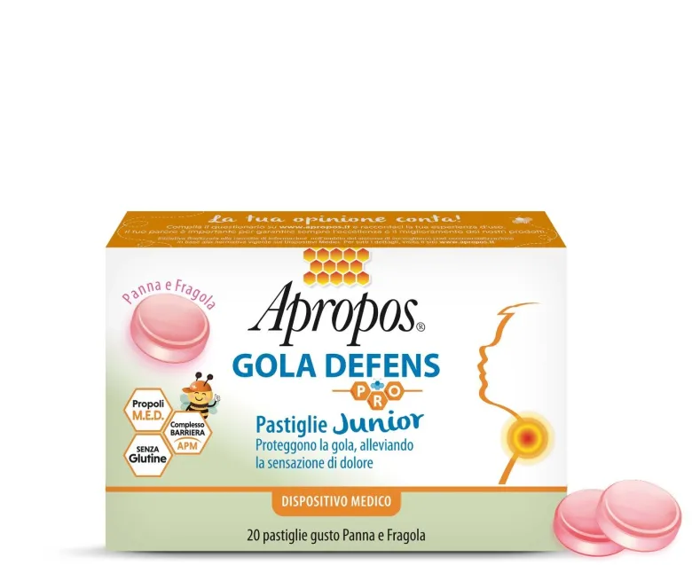 Apropos Gola Defence Pro Junior 20 pastilglie gusto panna e fragola