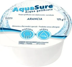 AquaSure Acqua Gel Gelificata Per Disfagia Gelatina Al Gusto Arancia 24x125g