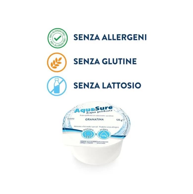 AquaSure Acqua Gel Gelificata Per Disfagia Gelatina Al Gusto Arancia 24x125g