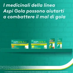Aspi Gola Caramelle Antinfiammatorio per Gola Infiammata e Mal di gola 16 pastiglie Limone Miele
