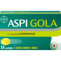 Aspi Gola Caramelle Antinfiammatorio per Gola Infiammata e Mal di gola 16 pastiglie Limone Miele