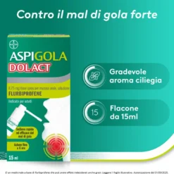 Aspi Gola Dolact Spray Antinfiammatorio e Antidolorifico per Mal di Gola Forte 15ml