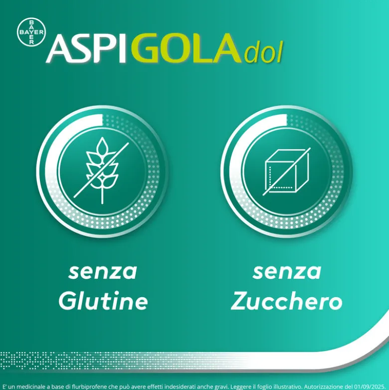 Aspi Gola Dol Caramelle Gola Antinfiammatorio per Mal di gola 16 Pastiglie Senza Zucchero Arancia