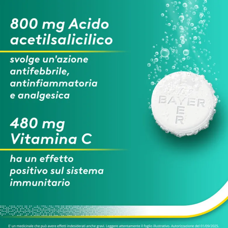 AspirinaACT C antinfiammatorio e antidolorifico per Febbre eInfluenza con Vitamina C 10 Cpr Eff