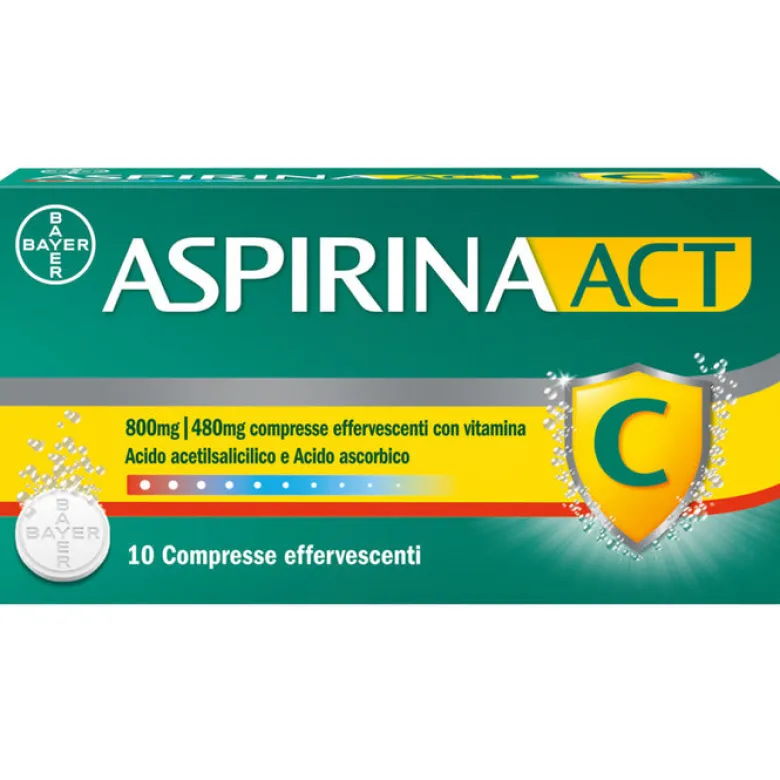 AspirinaACT C antinfiammatorio e antidolorifico per Febbre eInfluenza con Vitamina C 10 Cpr Eff