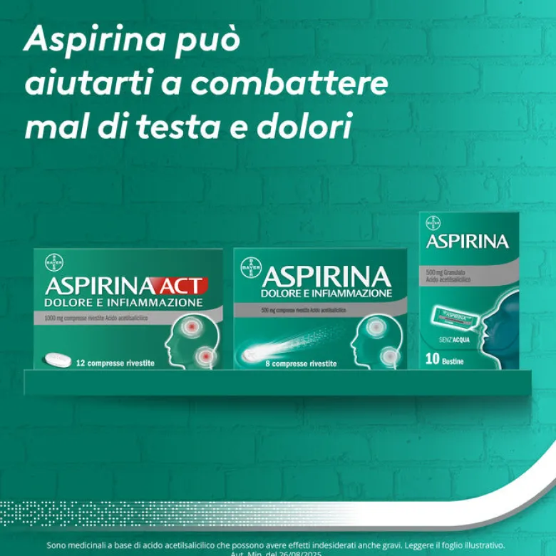AspirinaAct Dolore e Infiammazione Antidolorifico Antinfiammatorio per Mal di Testa e Dolori 12 Cpr