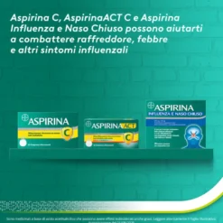 Aspirina C Antinfiammatorio Antidolorifico per Influenza Raffreddore e Febbre con Vitamina C 20 Cpr
