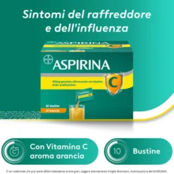 Aspirina C Antinfiammatorio e Antidolorifico per Influenza e Febbre con Vitamina C 10 Buste Arancia