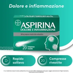 Aspirina Dolore e Infiammazione Antidolorifico Antinfiammatorio per Mal di Testa e Dolori 20 Cpr