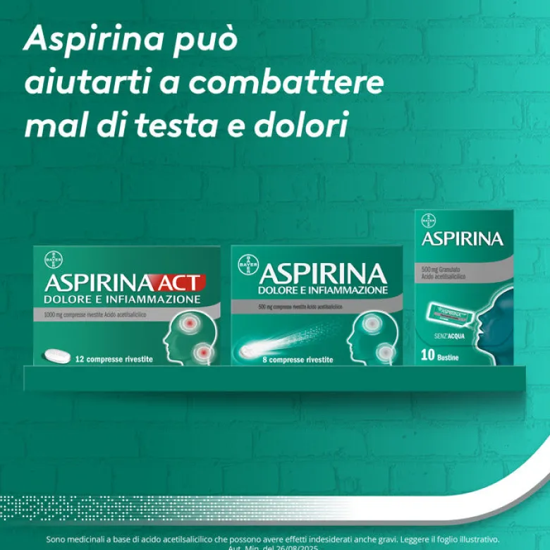 Aspirina Dolore e Infiammazione Antidolorifico Antinfiammatorio per Mal di Testa e Dolori 20 Cpr