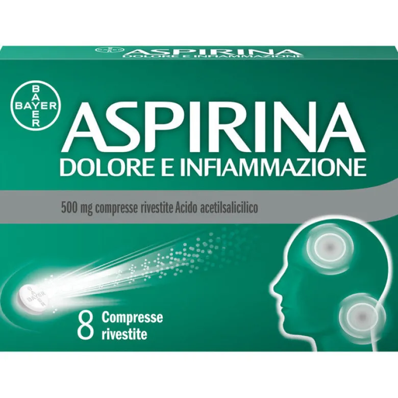 Aspirina Dolore e Infiammazione Antidolorifico Antinfiammatorio per Mal di Testa e Dolori 8 Cpr