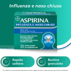 Aspirina Influenza Naso Chiuso 20 Buste - Antidolorifico e Decongestionante