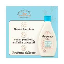 Aveeno Baby Daily Care Bagnetto Corpo E Capelli per Pelli Delicate, Senza Solfati e Parabeni, 250 ml