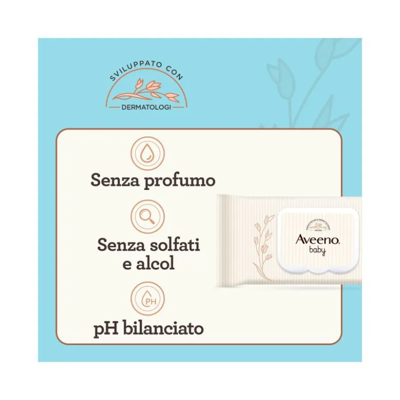 Aveeno Baby Daily Care Salviettine con Estratto di Avena e Aloe 72 Salviettine