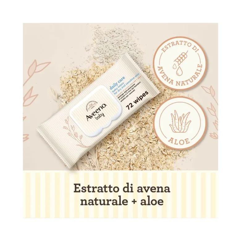 Aveeno Baby Daily Care Salviettine con Estratto di Avena e Aloe 72 Salviettine