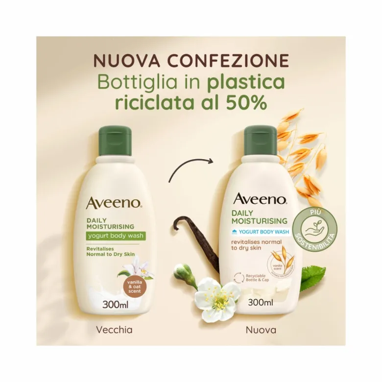 Aveeno Daily Moisturising Bagno Doccia allo Yogurt al profumo di Vaniglia e Avena 300ml
