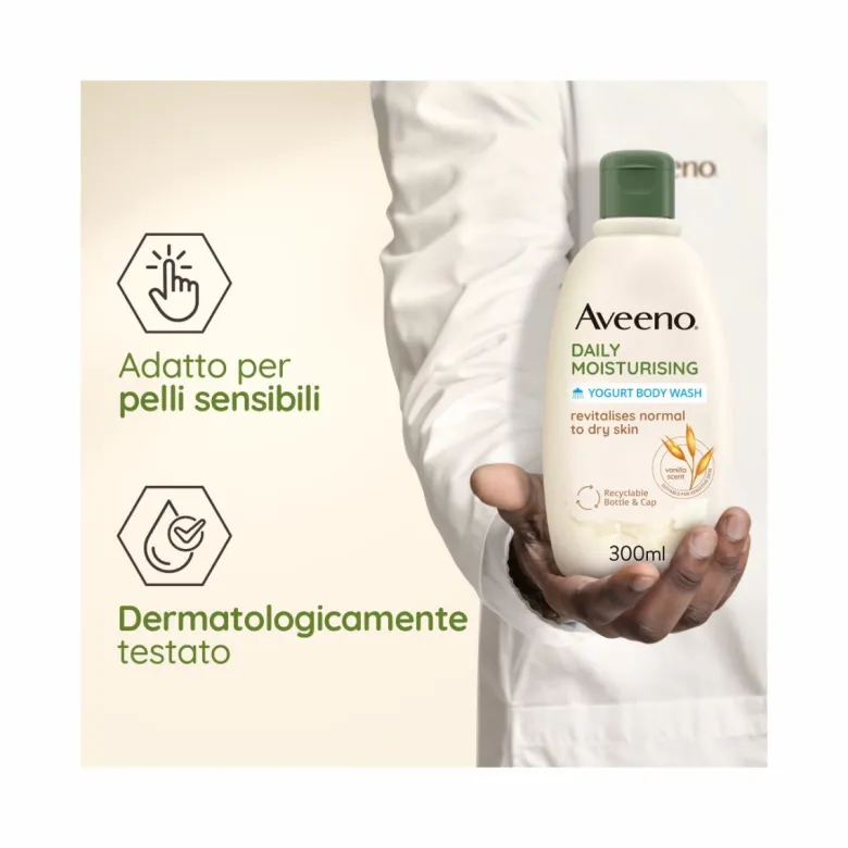Aveeno Daily Moisturising Bagno Doccia allo Yogurt al profumo di Vaniglia e Avena 300ml