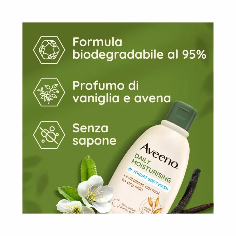 Aveeno Daily Moisturising Bagno Doccia allo Yogurt al profumo di Vaniglia e Avena 300ml