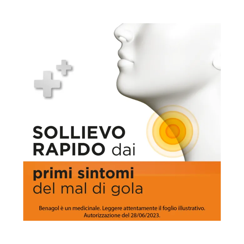 Benagol Antisettico per Bocca e Gola 36 Pastiglie Vit C Gusto Arancia