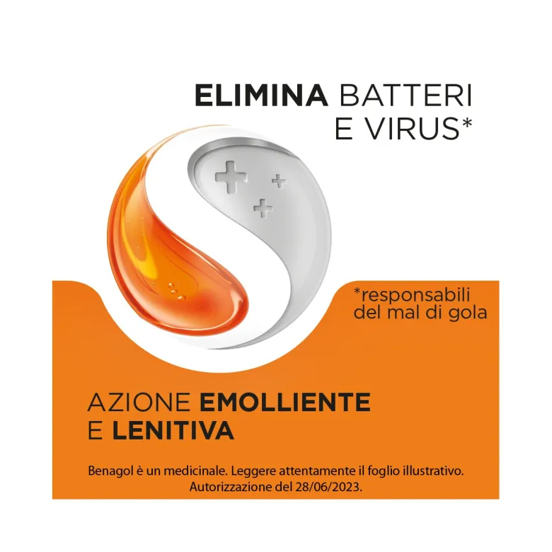 Benagol Antisettico per Bocca e Gola 36 Pastiglie Vit C Gusto Arancia