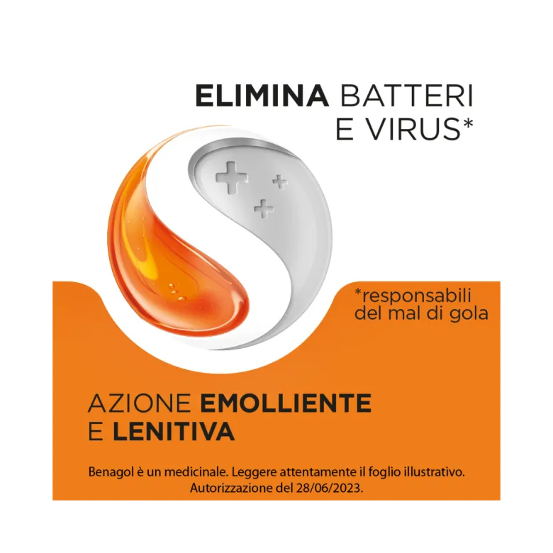Benagol Antisettico per Bocca e Gola 36 Pastiglie Vit C Gusto Arancia