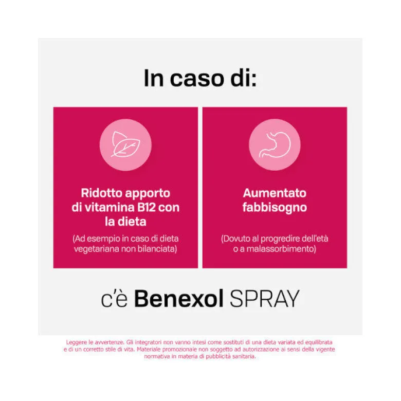 Benexol Spray Integratore alimentare di Vitamina B12 ad Alto Dosaggio con Edulcorante Flacone da 15ml