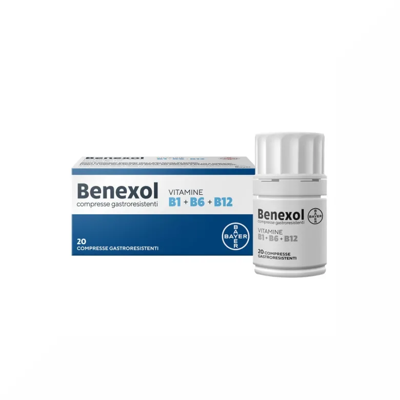 Benexol Trattamento per Carenza di Vitamine Gruppo B con Vitamina B1 B6 B12 20 Cpr Gastroresistenti