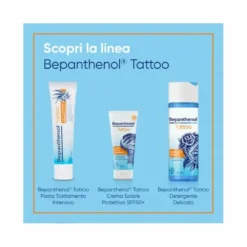 Bepanthenol Tattoo Crema Protezione Solare Molto Alta SPF50+ Per Tatuaggio Con Pantenolo 50ml