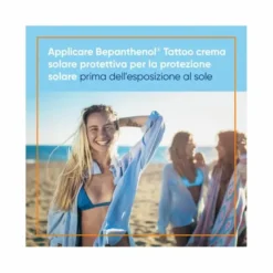 Bepanthenol Tattoo Crema Protezione Solare Molto Alta SPF50+ Per Tatuaggio Con Pantenolo 50ml