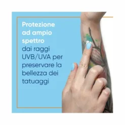 Bepanthenol Tattoo Crema Protezione Solare Molto Alta SPF50+ Per Tatuaggio Con Pantenolo 50ml