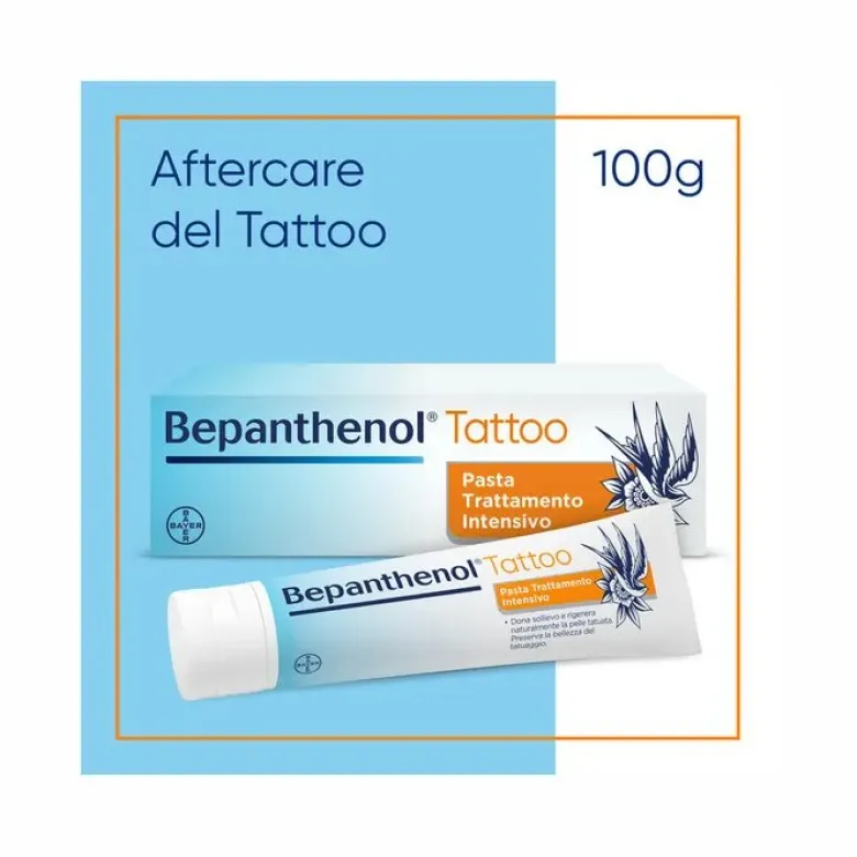 Bepanthenol Tattoo Pasta Trattamento Intensivo Tatuaggio con Pantenolo Idrata Rigenera la Pelle 100g
