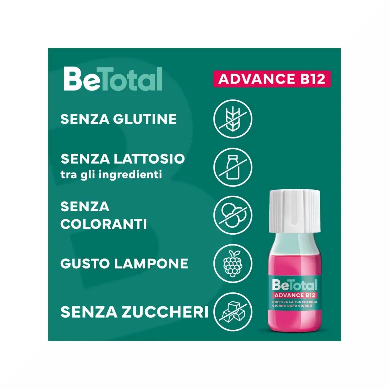 Be-Total Advance B12 Integratore Alimentare Vitamina B12 Vitamina B Zinco 15 Flaconcini
