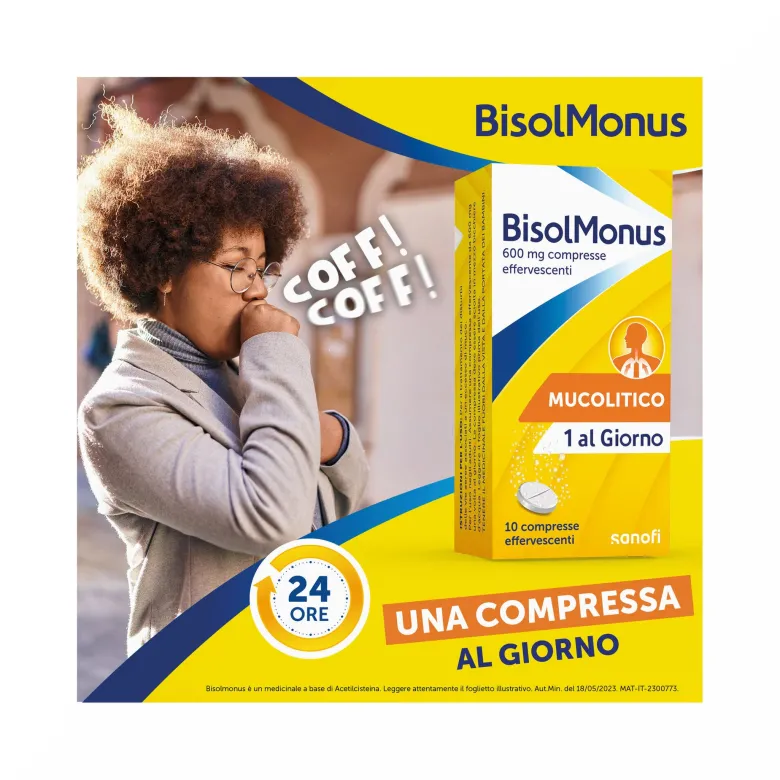 Bisolmonus Per la Tosse Grassa 600Mg 10 Compresse Effervescenti
