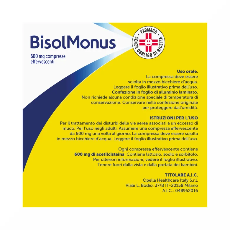 Bisolmonus Per la Tosse Grassa 600Mg 10 Compresse Effervescenti
