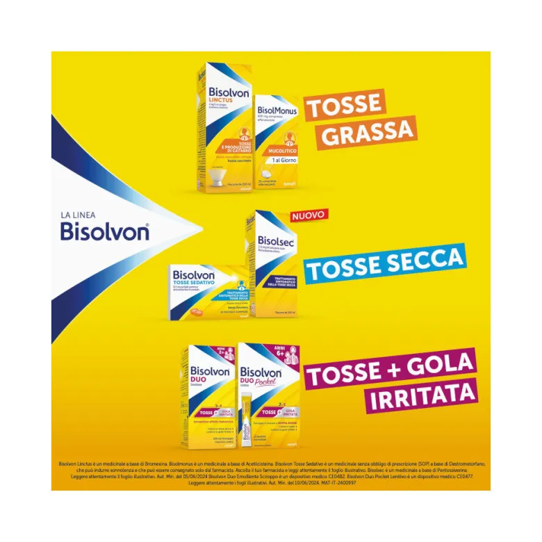 Bisolsec Sciroppo Per Tosse Secca Azione Rapida 190ml Adulti e Bambini 6+