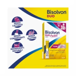 Bisolvon Duo Pocket Lenitivo Sciroppo in Bustina Contro Tosse e Gola Irritata Adulti Bambini 12 Bustine Monodose