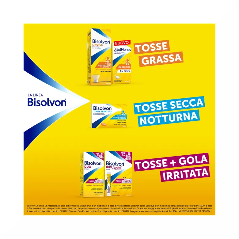 Bisolvon Linctus Sciroppo Per Tosse Grassa +2 Anni Gusto Fragola 200 ml