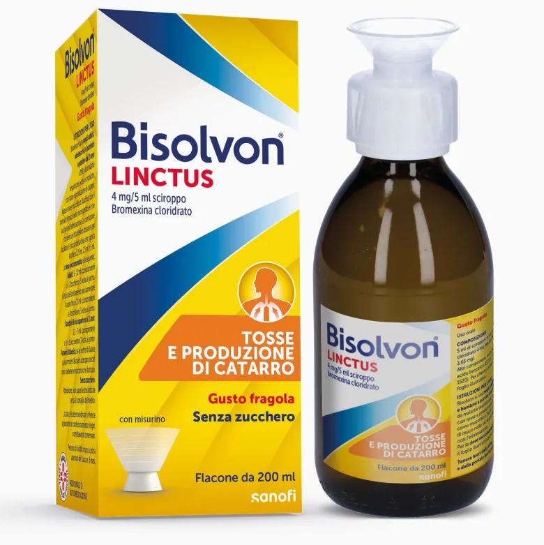 Bisolvon Linctus Sciroppo Per Tosse Grassa +2 Anni Gusto Fragola 200 ml