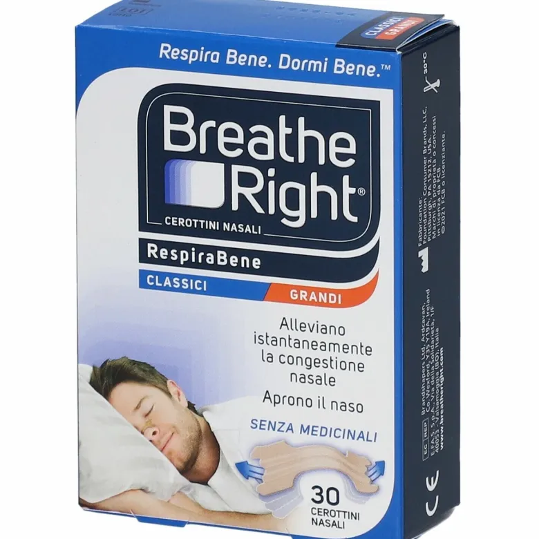 Breathe Right Cerotti Nasali Grandi 30 Pezzi per Respirare Meglio