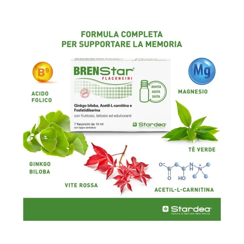 Brenstar stanchezza e affaticamento 7 flaconcini monodose con tappo dosatore